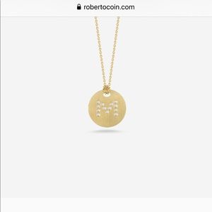 Roberto Coin Diamond Disc Pendant - Letter M 18k